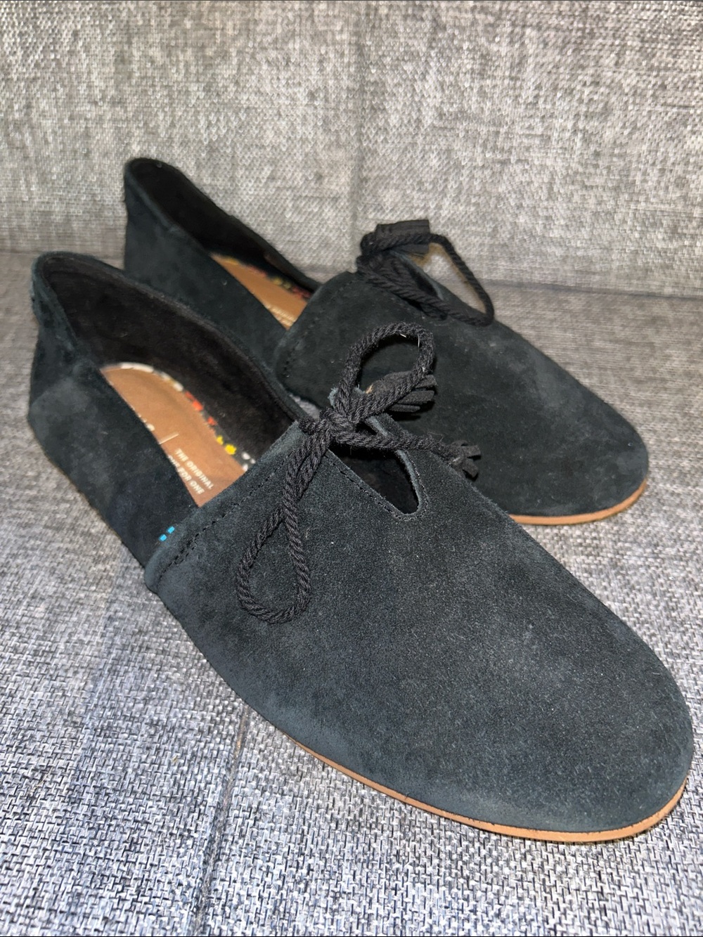 Toms KELLI - Black Suede Bow-Detail Flats